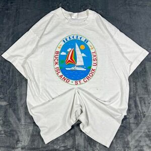90's St. Croix Buck Island Sailing White Graphic - size medium